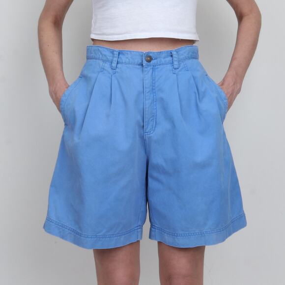 Lizwear by Liz Claiborne Pants - Vintage 90s LizWear Blue Cotton Pleated Long Trouser Shorts 8
